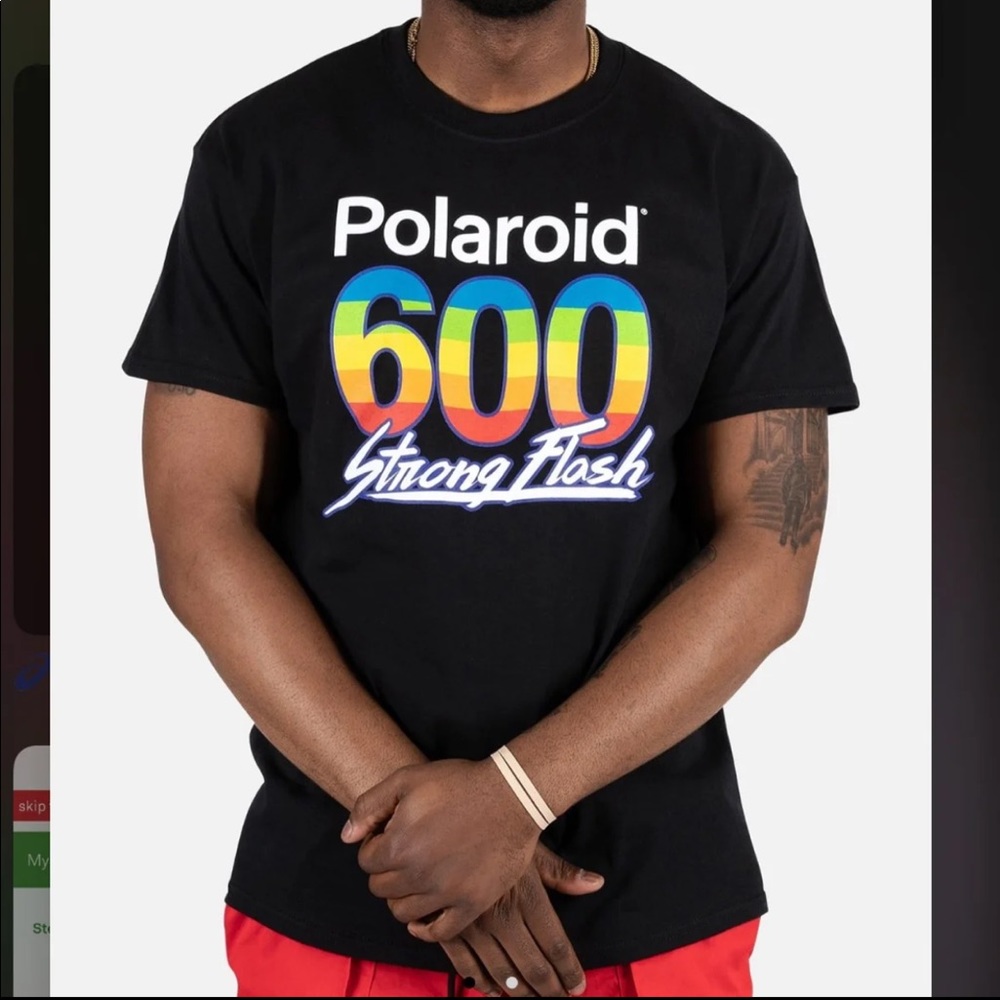 Polaroid 600 Strong Flash Black Short Sleeve‎ Tee Mens New With Tags